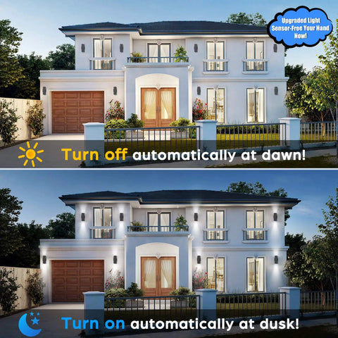 Dusk To Dawn Outdoor Wall Light With Up And Down Sconces Waterproof Anti Rust Cylinder Black on house at dusk and dawn