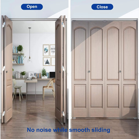 48 Inch Bifold Door Hardware Kit For Four 12 Inch Panels, Top Mounted Folding Barn Door Track System With 3 Wheel Hangers