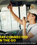 Retractable CB Mic Holder With 42 Inch Heavy Duty Cord Tether For Handheld Radios in truck cab for easy mic access.