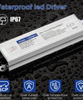 Tough As Nails IP67 Waterproof LED Power Supply 12V 60W 5A on a wet surface showcasing its durable metal design.