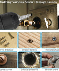 Five Piece Screw Extractor Set For Damaged Stripped Screws Removal Tools Kit in use on rusty and broken screws