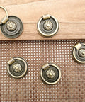 Six Piece Antique Brass Drawer Ring Pull Handles Set For Cabinets Dressers Cupboards And Doors Classic Vintage Style Round Ring Knobs