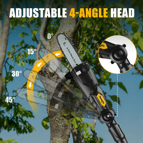 Cordless Pole Saw With 20V Max Battery Compatibility, 14.8 Ft Reach Electric Pole Saw With 4 Angle Adjustable Head