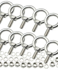 Stainless M4 Eyebolt 0.39 Inch Short Eye Bolt With Threaded Ring Locking Nut And Washer Lifting Hook For Anchor Points 10 Pack
