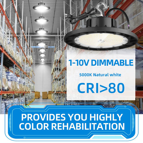 240W LED High Bay Light With 35000 Lumens Daylight Output IP65 Waterproof Warehouse Shop Light 1-10V Dimmable in warehouse