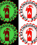 Glow In The Dark Fire Extinguisher Sign Labels 4 Pack 2.76 Inch Self Adhesive Waterproof Stickers for Indoor Outdoor