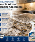 Hassle Free Spray Sealant That Locks Down Granite And Marble Countertops Against Daily Messes While Delivering Contractor Grade Stain Defense That Keeps Stone Surfaces Looking Fresh And Completely Water Repellent Year Round on marble countertop.