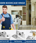 Display of 1 Pack Heavy Duty Pivot Hinge Set With Door Ball Catch For Wood Doors Hidden Stainless Steel 360 Degree Rotation Invisible Pivot Door Hardware For Secret Doors And Bookshelves.