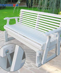 Beefy Bearing Arm Bracket Replacement Kit For Glider Rocker Parts Eight Piece Set, Heavy Duty Rustproof Steel With Galvanized Coating, Weather Resistant Hardware Built To Endure Sun And Humidity installed on white wooden glider bench