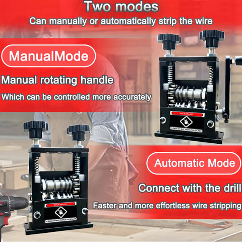 Drill Powered Wire Stripper Tool With Hand Crank 6 Channel System And 5 Carbide Blades in manual and automatic modes