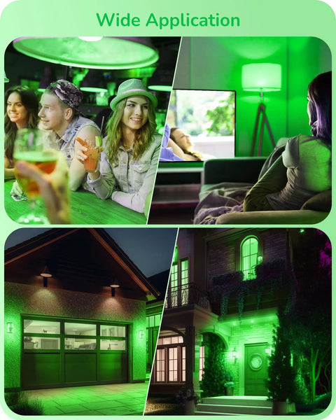 Green A19 LED Light Bulbs For Christmas Decoration 60W Equivalent E26 Base 9W 600 Lumens lighting for home and outdoor use