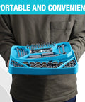 Man holding 2-Piece Silicone Tool Tray Set With Non-Slip Flexible Organizer And Magnetic Tray Large Capacity Storage