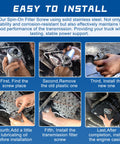 Stainless Steel Spin On Filter Screw Upgrade For 68RFE Transmission In Dodge Ram 2500 3500 With Cummins 6.7L Diesel No Fuss Easy Install Heavy Duty Replacement That Replaces Fragile Plastic Screws And Keeps Your Truck Rolling. 68RFE install steps