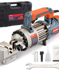 Heavy Duty 3/4 Inch Electric Hydraulic Rebar Cutter RC20B with case and accessories for easy use on construction sites.