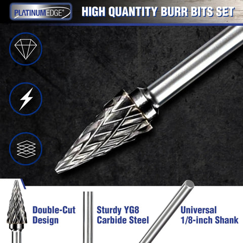 20 Piece Tungsten Carbide Burr Set With One Eighth Inch Shank For High Speed Metal Grinding Carving Polishing And Engraving