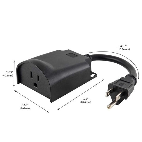 Outdoor Plug In Smart Switch With Z Wave Plus Gen5 Weatherproof Housing Grounded Down Facing Outlet Manual On Off Button