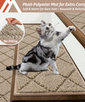 Edging Stair Treads Non Slip Carpet Mats 28 Inch By 9 Inch Indoor Stair Runner For Wooden Steps Durable Beige 15 Pack With TPE Backing Ideal For Homes With Kids And Pets shown with cat climbing stairs