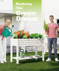 Elevated Raised Garden Bed With Locking Wheels, Large Resin Outdoor Planter Box for Vegetables and Flowers, garden setting