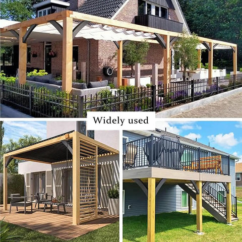 Rock Solid Steel 45 Degree Angle Bracket For Pergola Patio Deck And Porch Inside Mount Corner Connector Rust Resistant heavy duty angle brackets on outdoor structures.