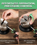 Top Tier Heavy Duty Three Inch Ball Vise For Jewelry Making And Engraving Setting Tool Featuring Precision Coaxial Jaws in use with adjustable clamping and 360-degree rotation.
