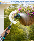 18 Inch Heavy Duty Metal Watering Wand With Nine Spray Patterns watering hanging basket, flexible 180 degree head