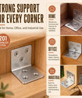 200 Pack Stainless Steel L Shape Corner Brackets With Screws For Right Angle Support For Your Furniture Shelves Cabinets And DIY Home Repair Projects Heavy Duty Metal Joint Hardware show versatility in home, office, industrial use.