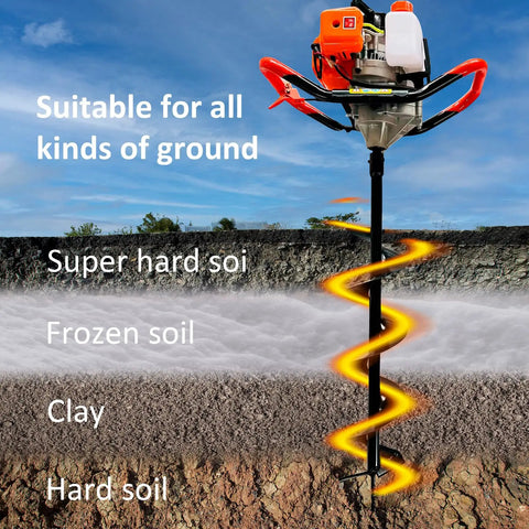 Beast Of A Gas Powered Post Hole Digger With 62cc Two Stroke Engine Earth Auger Kit drilling through various soil types