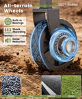 All-terrain wheel of Heavy Duty Foldable Wagon Cart With 360 Lb Load Capacity, 90L Expandable Storage, 2 Cup Holders, 600D Oxford Fabric, Collapsible Outdoor Cart For Groceries Camping Garden Black, showing built-in bearings and 360° swivel.
