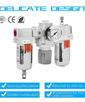 One Half Inch NPT Air Filter Regulator Lubricator All In One FRL Combo With Water Oil Trap Separator, ISO9001 certified