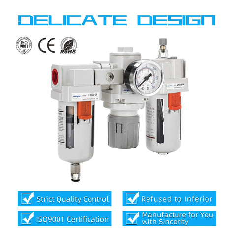 One Half Inch NPT Air Filter Regulator Lubricator All In One FRL Combo With Water Oil Trap Separator, ISO9001 certified