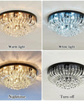 9 Light Crystal Modern Flush Mount Ceiling Light Fixtures In Black Dope Luxury Large Chandeliers Style lit and unlit views