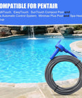 Image of Two Pack 10K Ohm Pool Temperature Sensor Thermistor Replacement with 20 Foot Cable for pool and spa use, coiled cable on edge of pool