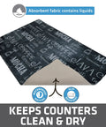 Coffee Bar Mat For Espresso Station Protects Countertops From Spills And Scratches With Absorbent Waterproof Washable Construction Sized 12 By 20 Inches USA Made Java Chalkboard Design