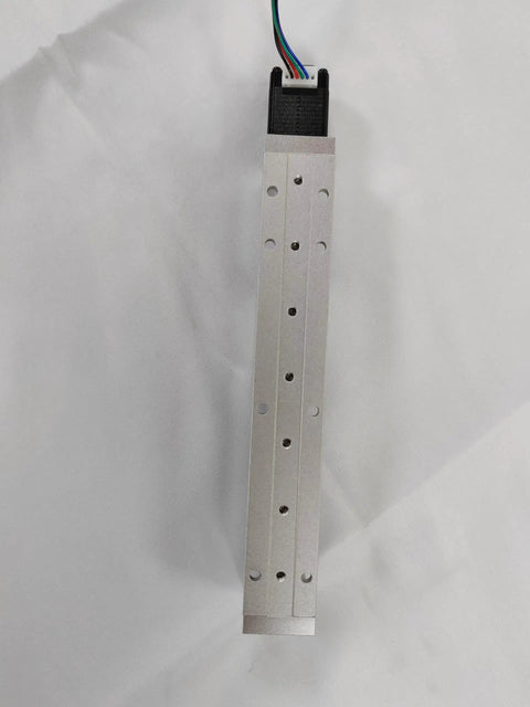 Sick Mini Linear Actuator With Motor And Lead Screw 100 mm Stroke for Diy Cnc Router showing top view with aluminum body and wiring.