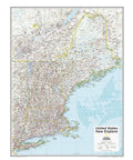 New England Wall Map Poster, 22 by 28 Inches, Paper Rolled for Easy Mounting, Big Bold Geography Decor for Classroom, Home or Office