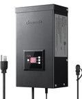 Outdoor Low Voltage Landscape Transformer 200W Easy Plug In Setup Three Independent Outputs Dusk To Dawn Photocell Sensor Countdown Timer With Memory Weatherproof ETL Listed 120V AC To 12V Or 14V For Landscape Lighting image showing front panel and plug.