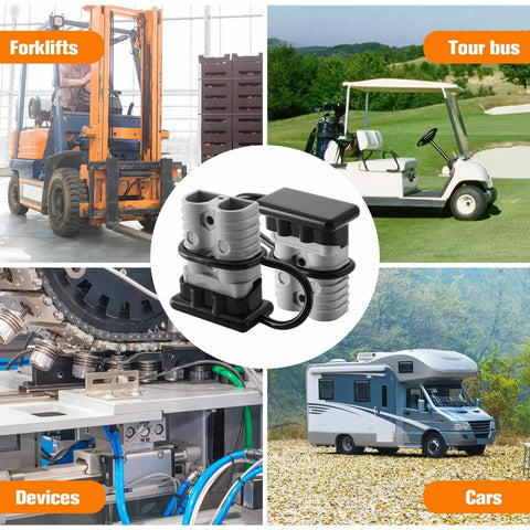 Battery Quick Connect Disconnect Kit 175A 600V 1/0 AWG Jumpers for winch trailer forklift towing systems in various applications
