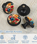Colorful Flower And Butterfly Crystal Glass Cabinet Knobs Set Of 4 showing detailed floral and butterfly design on fabric background