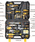 Ultimate 199 Piece Home And Auto Tool Kit Set For DIYers Homeowners And Handymen With screwdrivers pliers and wrenches in case