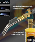 Double Heads Swirl Flame Turbo Torch With Self Ignition And 5 Foot Hose, Trigger Start Pro Grade Propane MAPP Gas Welding Torch