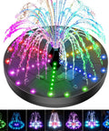 Solar Bird Bath Fountain Pump With 4000mAh Battery, 4W Solar Power, 7 Nozzles And 4 Fixers, Colorful LED Light Show, 8 Spray Modes