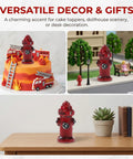 Mini Fire Hydrant Set With Dope Resin Fire Extinguisher Models, 1.77 Inch Tiny Firefighter Statues For Dollhouse Decor