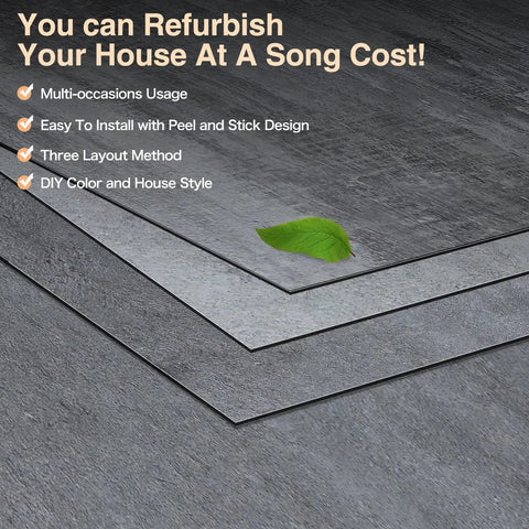 Peel And Stick Vinyl Floor Tiles 12x12 Inches Self Adhesive One Point Five Millimeter Thick Black Flooring layered view
