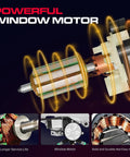 Front Passenger Side Power Window Regulator With Motor For Chevy Silverado 1500 2500 3500 GMC Sierra 1500 2500 3500 Yukon XL Suburban Avalanche Cadillac Escalade Easy Install 2 Pin Connector 741645, highlighting the powerful window motor diagram and components for enhanced durability.