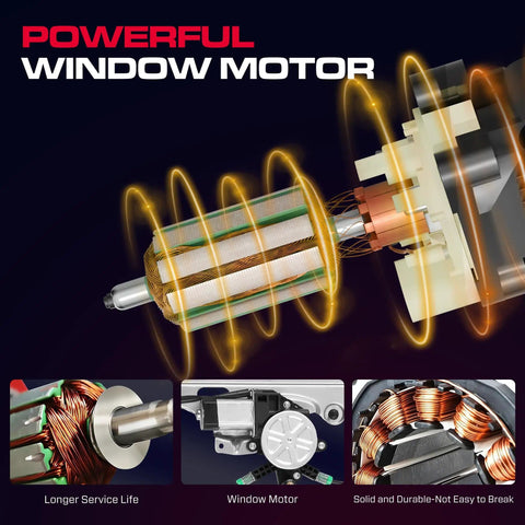 Front Passenger Side Power Window Regulator With Motor For Chevy Silverado 1500 2500 3500 GMC Sierra 1500 2500 3500 Yukon XL Suburban Avalanche Cadillac Escalade Easy Install 2 Pin Connector 741645, highlighting the powerful window motor diagram and components for enhanced durability.