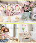 DIY Paintable Wooden Flower Photo Holders And Picture Frames Craft Kit With 28 Unfinished Flower Ornaments displayed for decor