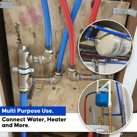 Half Inch PEX B Tubing Dual 50 Ft Rolls In Blue And Red For Plumbing And Radiant Floor Heating No Fuss Non-Barrier Type B Pipe.