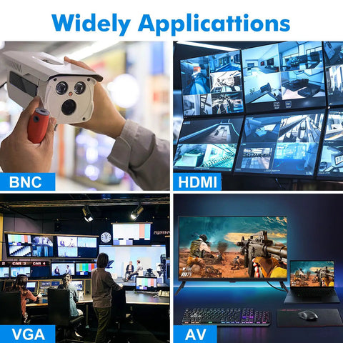 27 Inch CCTV Monitor For Surveillance With Full HD 1920x1080 Display Security Camera Monitor All In One Plug And Play Multi Interface HDMI AV BNC VGA USB PC Input LCD Screen Borderless Design Ready To Go For Home Office shown in use in various settings