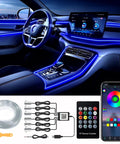 RGB Car Interior Lighting Kit With Fiber Optic 6 In 1 Ambient Light 315 Inches Integrated Fiber Optic with app and remote control display