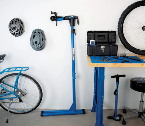 Deluxe Home Mechanic Repair Stand With 100-5D Clamp, 360 Degree Clamp Rotation, blue finish in workshop